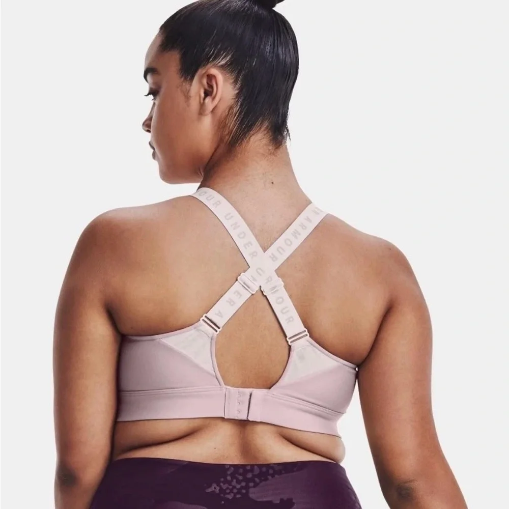 Under Armour Women's Light Pink Breathable Sports Bra,Size 2X,Made in Vietnam